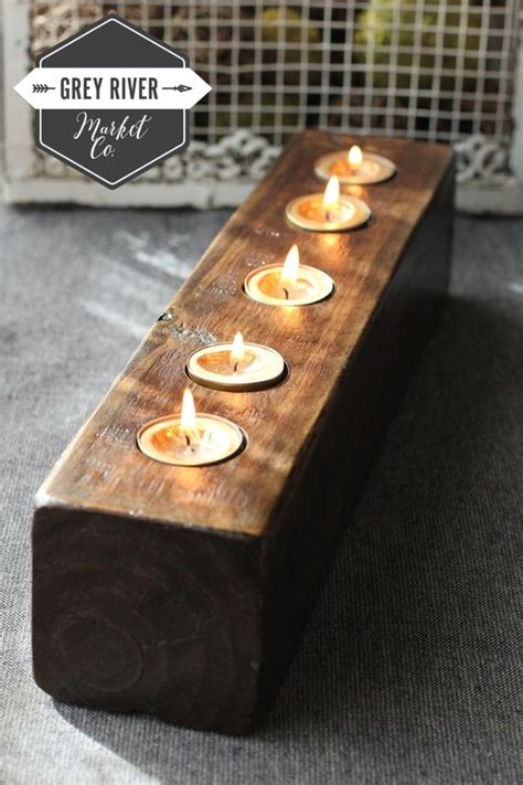 Wooden Candle Holder / Reclaimed Wood / Long Wooden Tea Light