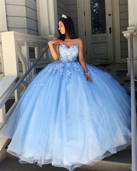 Amazing Sweetheart Lace Cinderella Blue Sweet 16 Dresses Birthday Part – Siaoryne