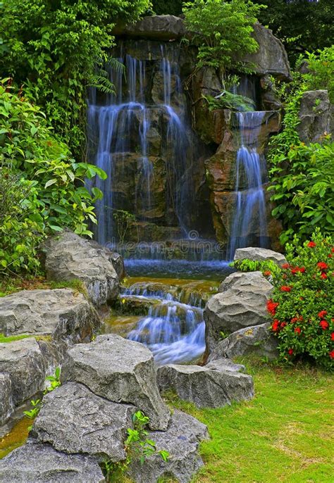 Waterfall in Tropical Zen Garden Stock Photo - Image of natural, beautiful: 53571368