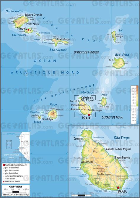 Carte du Cap-Vert - Plusieurs cartes du pays au large de l'Afrique