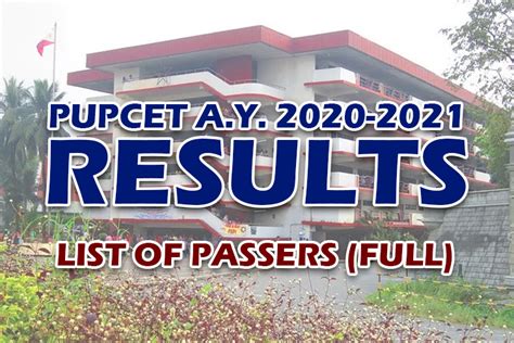 PUPCET Results A.Y. 2020-2021 List Of Passers (FULL)