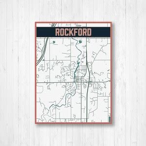 Rockford Michigan Street Map Hanging Canvas Map of Rockford Printed Marketplace - Etsy