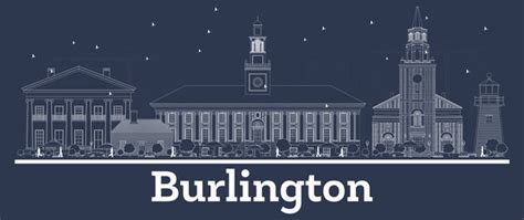 Outline burlington vermont city skyline Royalty Free Vector