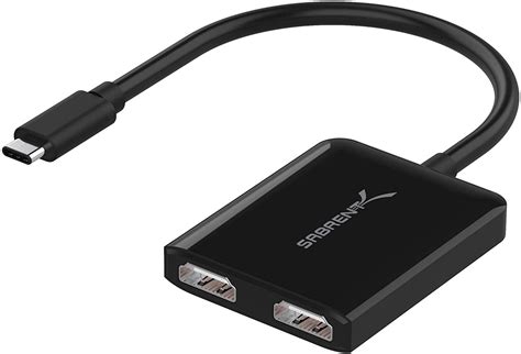 Sabrent USB Type-C Dual HDMI Adapter [Supports Up to Two 4K 30Hz Monitors, Compatible with ...