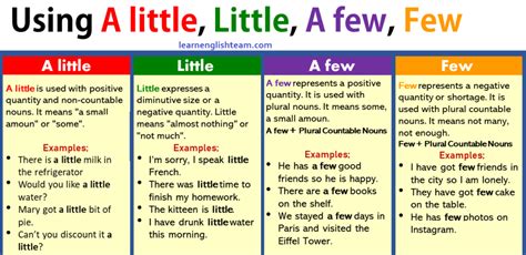 Difference Between A Little & Little, A Few & Few