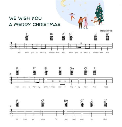 We Wish You A Merry Christmas Beginner Ukulele Sheet Music - Etsy