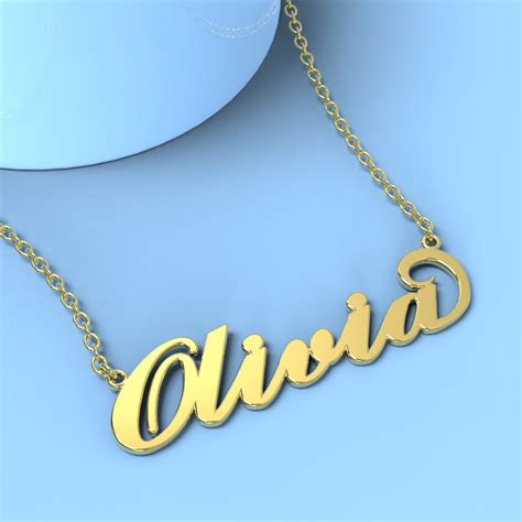 Olivia name necklace Silver Custom Necklace, Personalized Gifts For He – Name Necklace