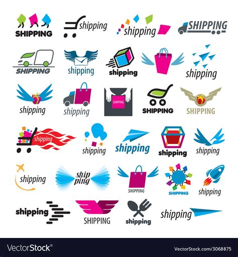 Biggest collection of logos of shipping Royalty Free Vector