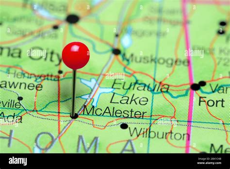 McAlester pinned on a map of Oklahoma, USA Stock Photo - Alamy