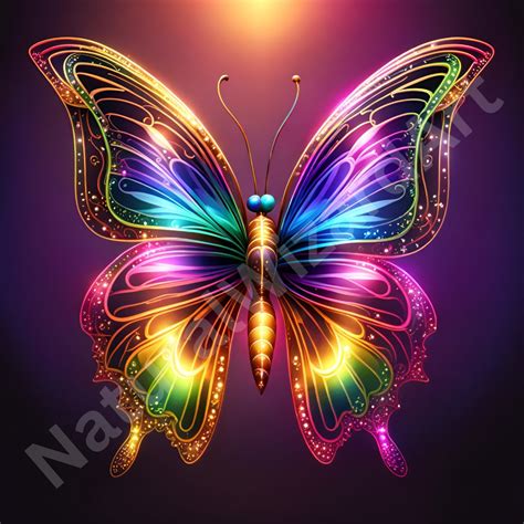 Neon Butterfly, Colorful Nature Art, Instant Digital Download, PNG, Printable Poster, Wall Art ...