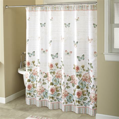 Rose Garden White Shower Curtain - Farmhouse Floral Accent - Walmart.com - Walmart.com