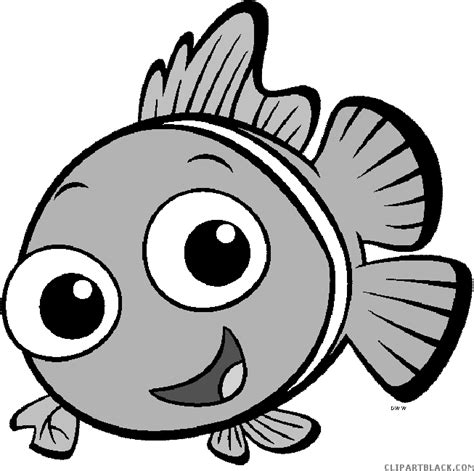 Cute Fish Clipart - Nemo Black And White - Png Download - Full Size Clipart (#5475342) - PinClipart