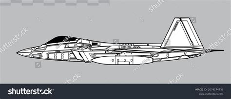 Lockheed Martin F22 Raptor Vector Drawing Stock Vector (Royalty Free ...