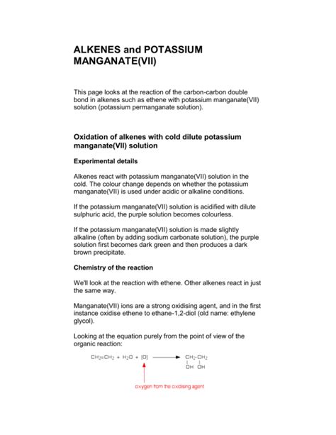 ALKENES and POTASSIUM MANGANATE(VII)