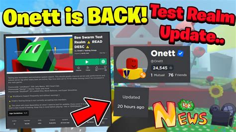 Onett is BACK! Test Realm Update | Roblox Bee Swarm Simulator - YouTube