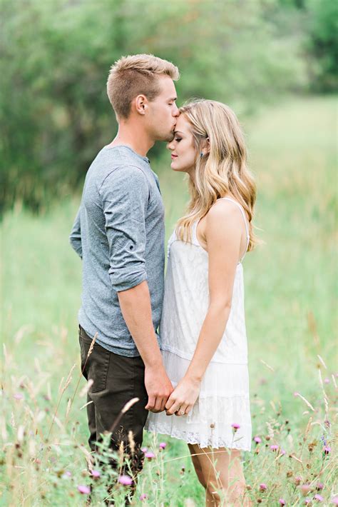 Blonde Couple In Field for Whimsical Outdoor Engagement Shoot