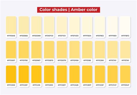 Amber color shades with RGB HEX for textile, fashion design, paint 15806607 Vector Art at Vecteezy