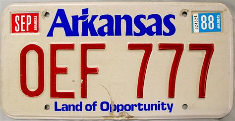 1988 Arkansas License Plate (OEF 777)