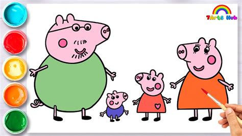 How To Draw Peppa Pig Family Drawing Step By Step | Easy Peppa Drawing ...