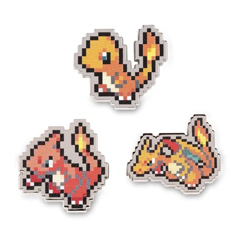 Charmander, Charmeleon & Charizard Pokémon Pixel Pins (3-Pack ...