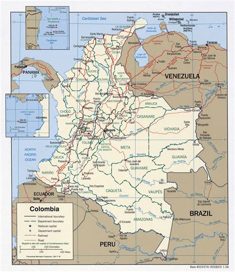 Large detailed road and administrative map of Colombia. Colombia large ...