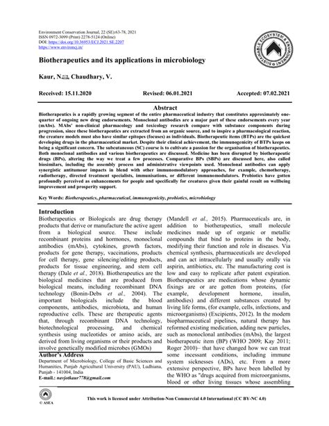 (PDF) Biotherapeutics and its applications in Microbiology