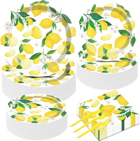 Amazon.com: 50 Guests Lemon Party Decorations Lemon Plates and Napkins ...