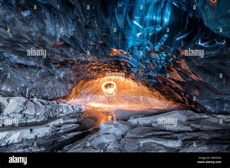 Inside an ice cave in Iceland Stock Photo - Alamy