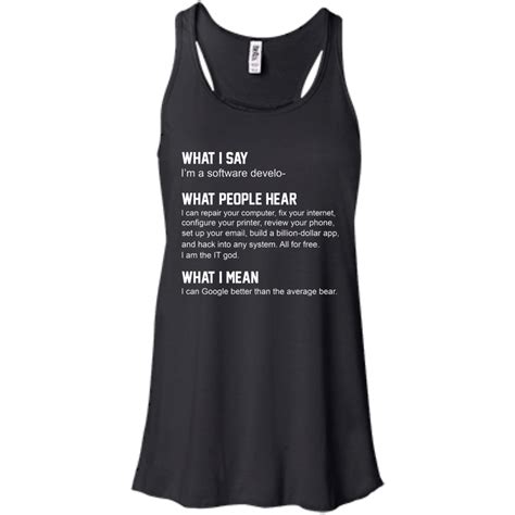 Developer Funny shirts - what people hear when i say i'm a software ...