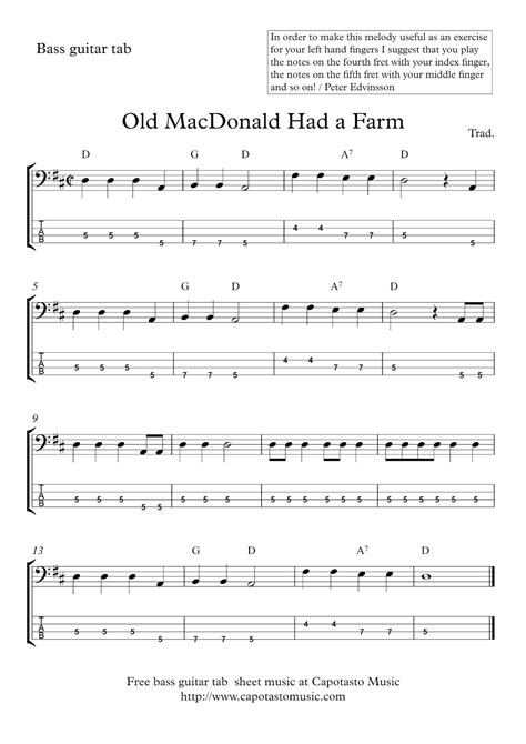 Old Macdonald Had A Farm Chords Sheet Music And Tab For Bass Guitar | My XXX Hot Girl