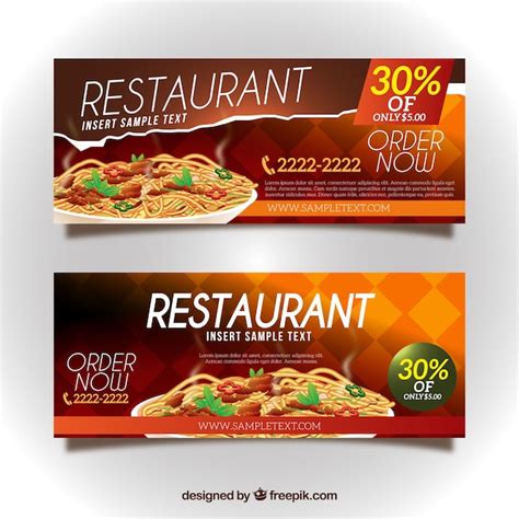 Premium Vector | Restaurant discount banners