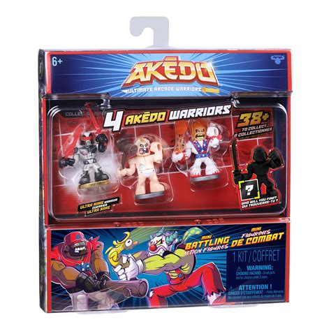 Buy Akedo Ultimate Arcade Warriors - Warrior Collector 4 Pack - 3 Mini Battling Action Figures ...