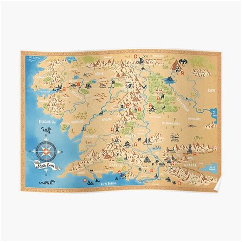 "J.R.R. Tolkien - Middle Earth map, simple icon illustrations" Poster ...