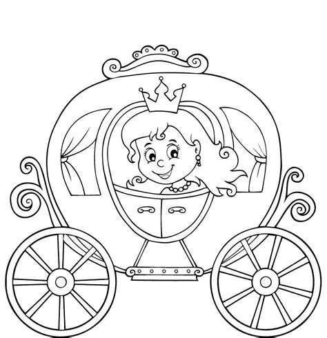 Coloring book Princess & Carriage – Online Coloring Page – HiColoring.com