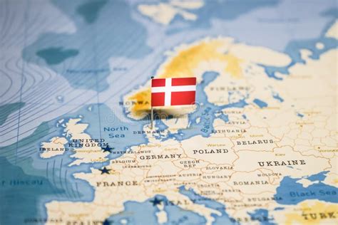 The Flag of Denmark in the World Map Stock Photo - Image of ...