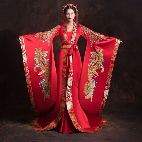 Chinese traditional Han Dynasty wedding red dresses costumes size As… | Chinese wedding dress ...