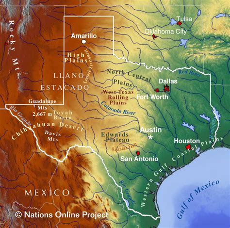 Texas Physical Features Map - United States Map