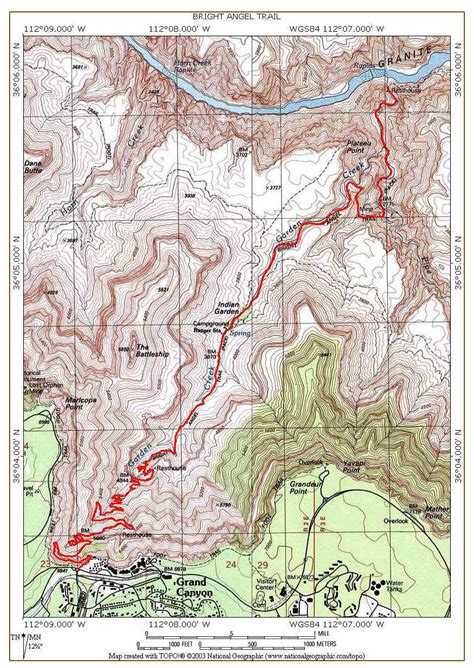 All Hikers - Bright Angel trail map