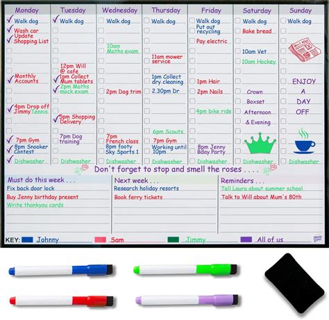 Magnetic Weekly Planner Fridge Whiteboard – Weekly Meal Planner – Family Planner – Get organised ...