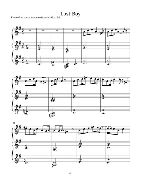 Lost Boy Sheet music for Piano | Download free in PDF or MIDI | Musescore.com