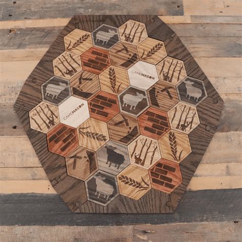 Deluxe Wooden Catan Set (Oak with Insets), 5-6 Player with Custom Box ...