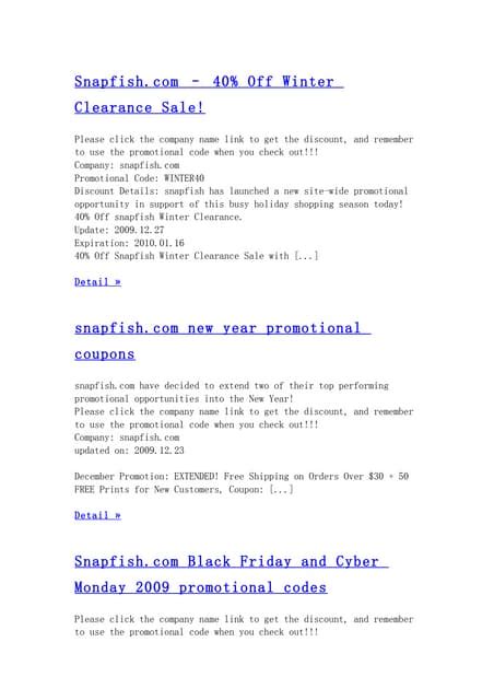 snapfish promo codes | PDF | Free Download