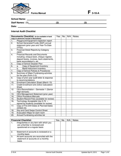 How to create an internal Audit Financial Checklist? Download this Internal Audit Financial ...