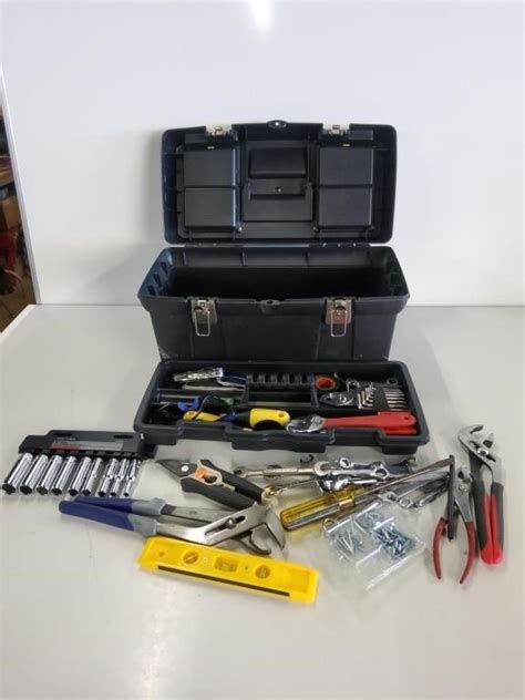 Stanley 19in Tool Box w/Tools | Live and Online Auctions on HiBid.com