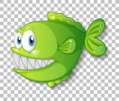 Green exotic fish cartoon character on transparent background 1590749 ...