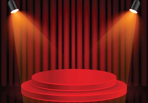Podium Stage with Red Curtain and Yellow Spotlight 11993161 Vector Art ...
