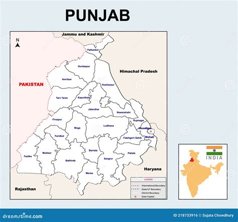 Punjab Map. Political and Administrative Map of Punjab with Districts ...