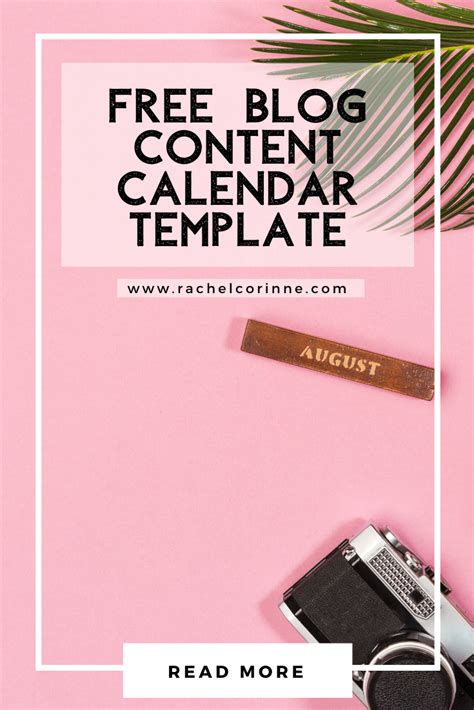 Free Blog Content Calendar Template | Rachel Corinne | Content calendar ...