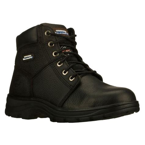 Skechers Soft Stride - Canopy Men Size 15 Black Leather Work Boot-77009EW - The Home Depot