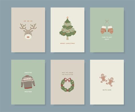 Premium Vector | Aesthetic Cute Christmas Card Collection